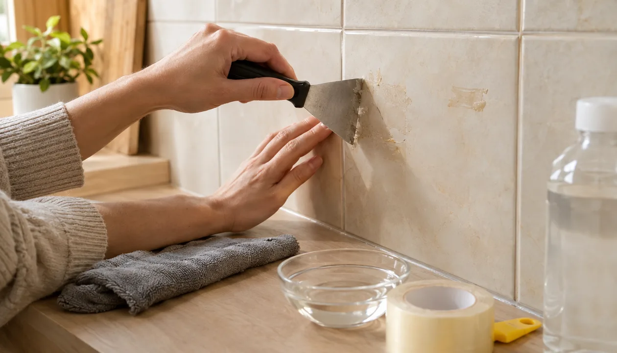 Механические способы удаления следов скотча с плитки